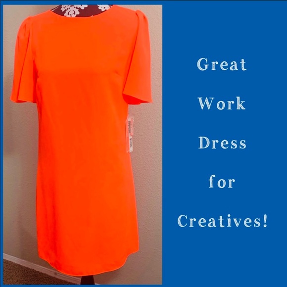 Gianni Bini Dresses & Skirts - NWT Dress w/ Flutter Sleeves, Vibrant Orange